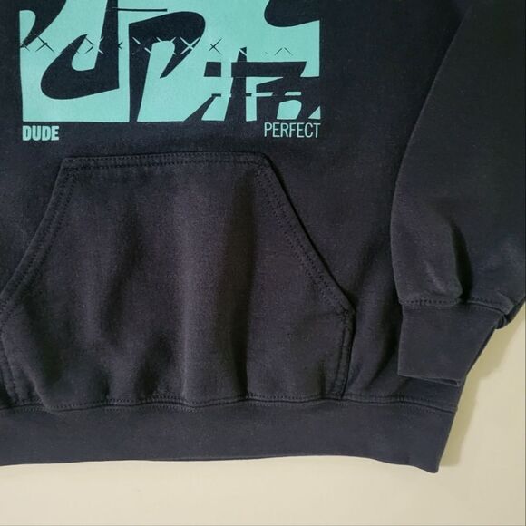 DUDE PERFECT Men's Black Graphic Front Pullover Hooded Sweatshirt - Picture 9 of 11